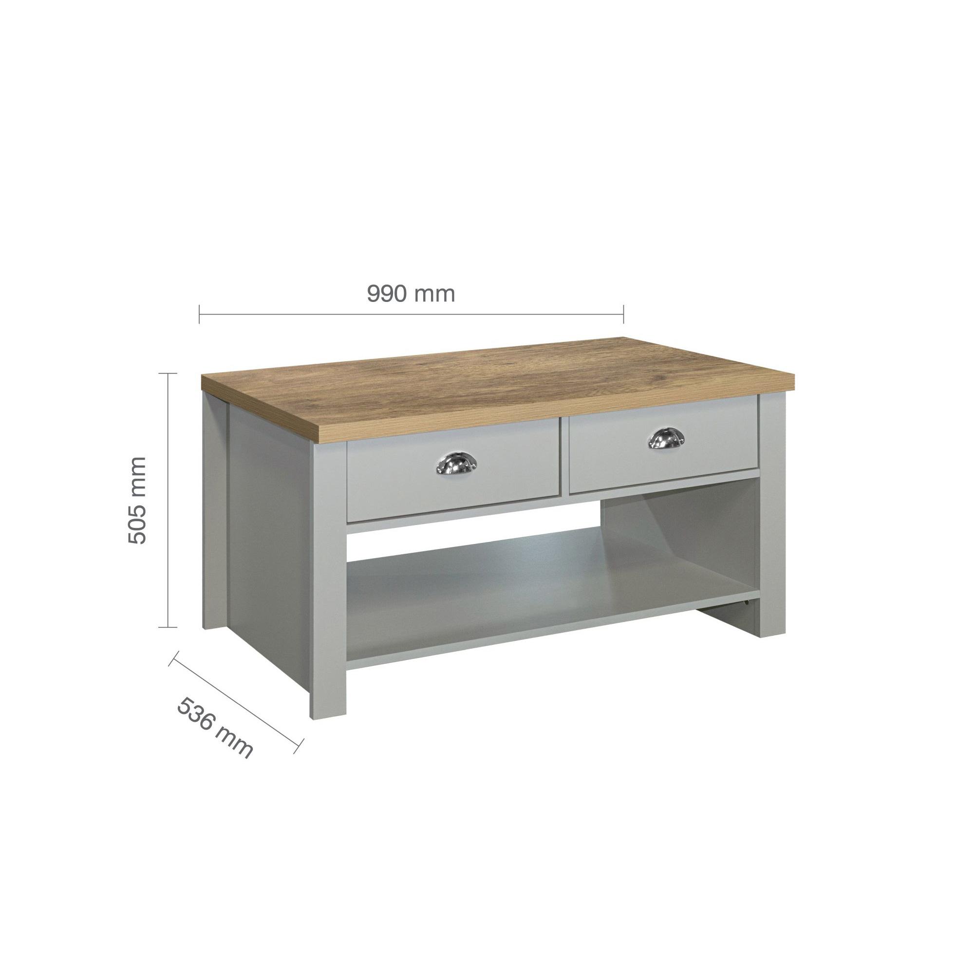 Highgate Coffee Table - 2 Drawer - Grey Painted