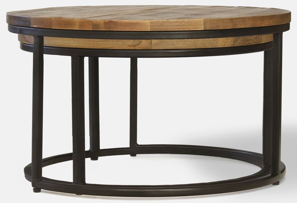 Industrial Mango Wood 2 Tier Coffee Tables
