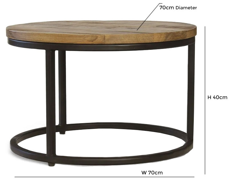 Industrial Mango Wood 2 Tier Coffee Tables
