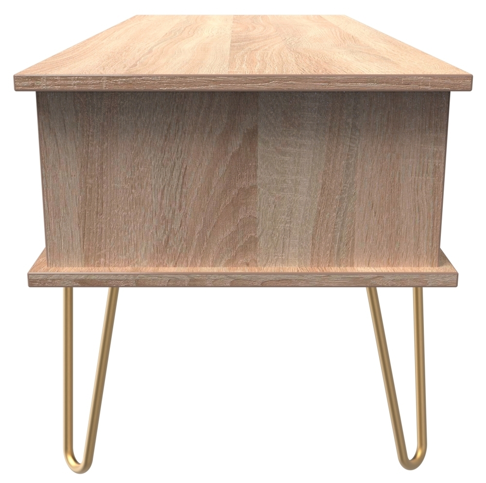 Jigsaw Coffee Table - 1 Drawer - with Gold Hairpin Legs - White and Oak