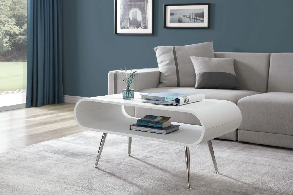 Auckland Coffee Table - White and Chrome - JF721