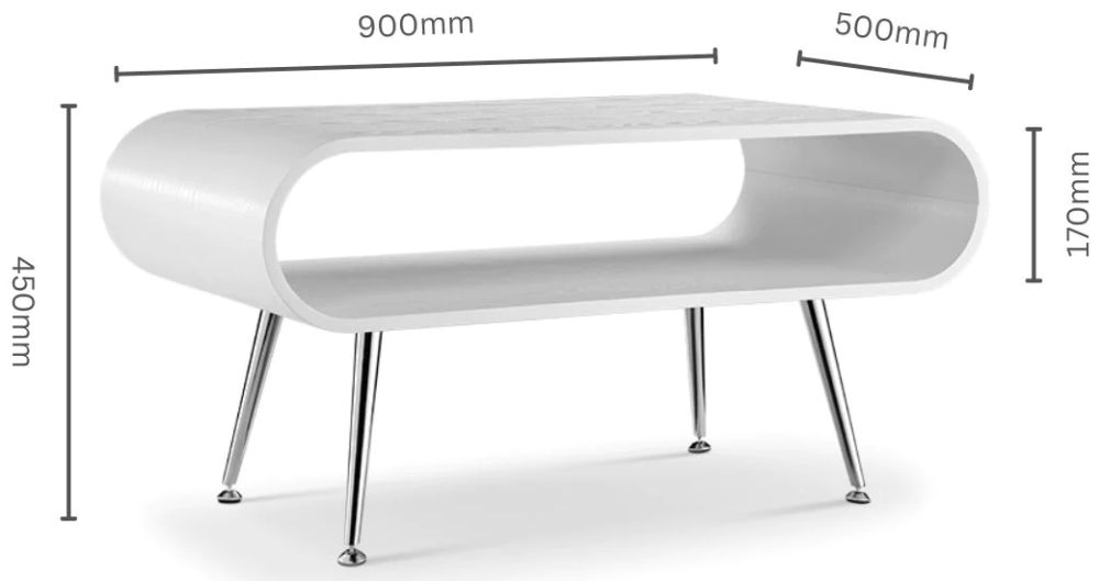 Auckland Coffee Table - White and Chrome - JF721