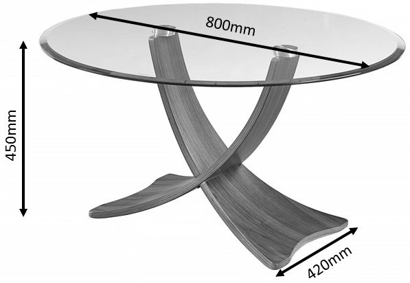 Siena Round Coffee Table - Walnut with Glass Top - JF308