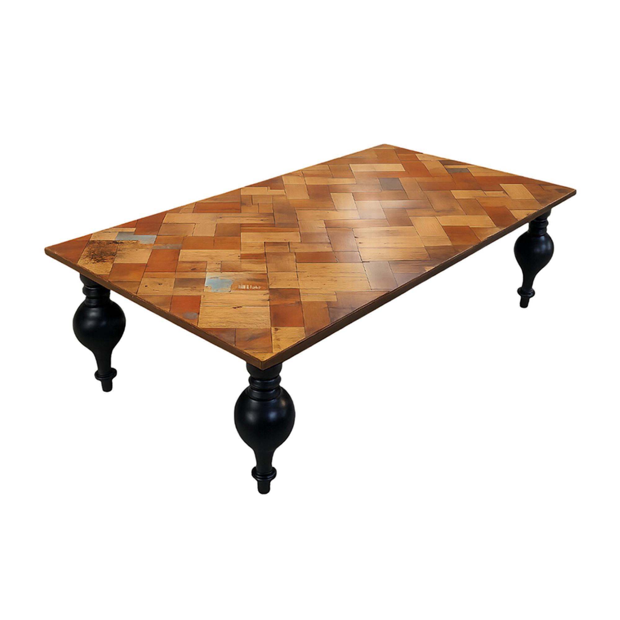 Juan Parquet Mango Wood Coffee Table with Pot Legs