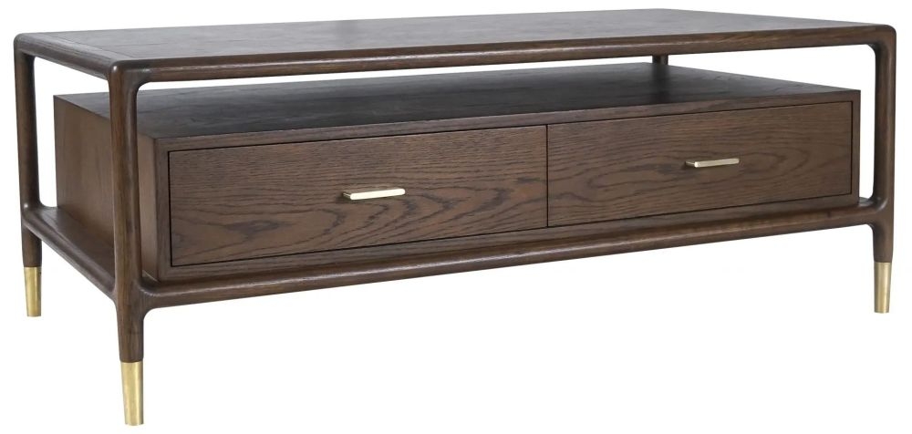 Lafe Walnut 2 Drawer Coffee Table