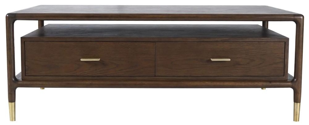 Lafe Walnut 2 Drawer Coffee Table