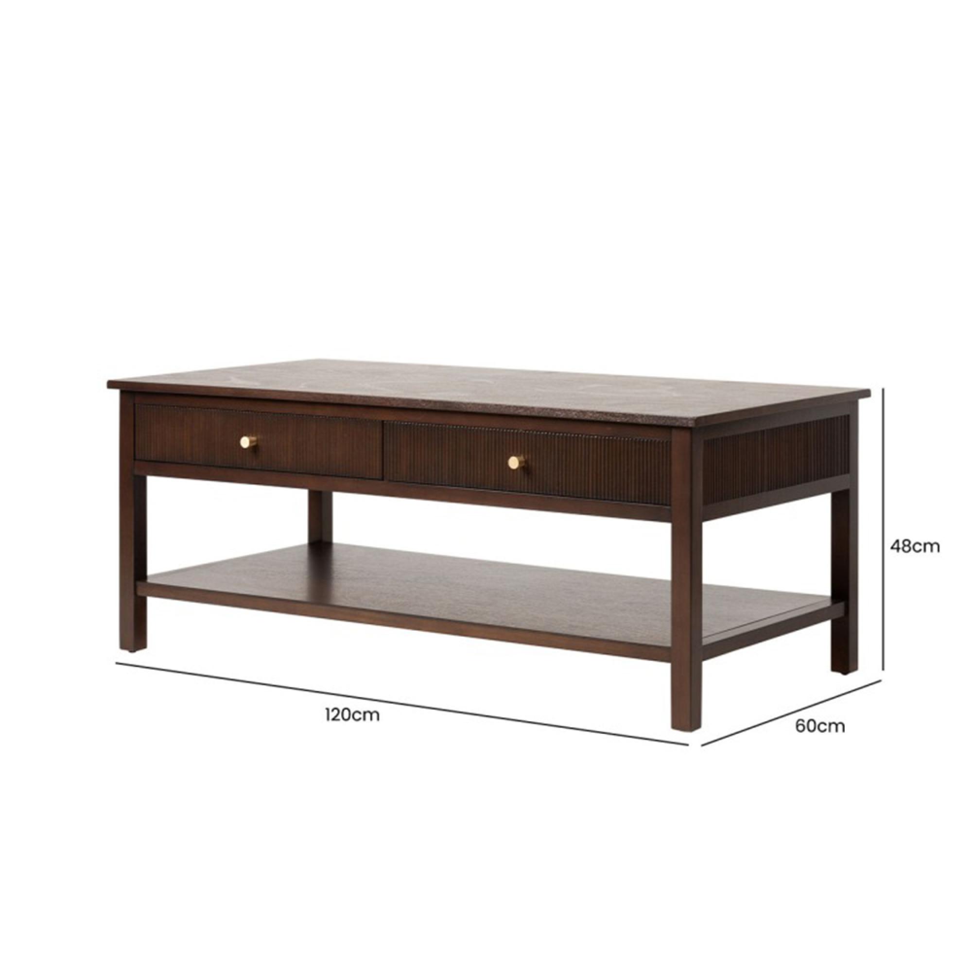 Lindon Coffee Table - 2 Drawer - Walnut