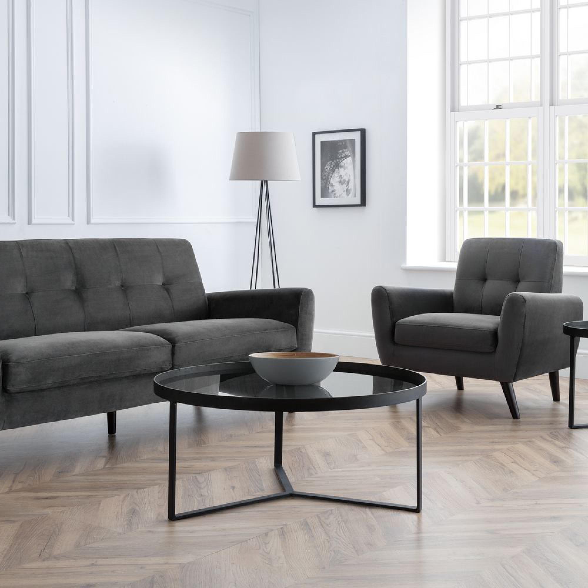 Loft Coffee Table - 90cm - Round - Smoked Glass Top