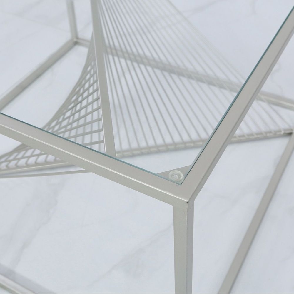 Luna Coffee Table - Square - Glass and Silver