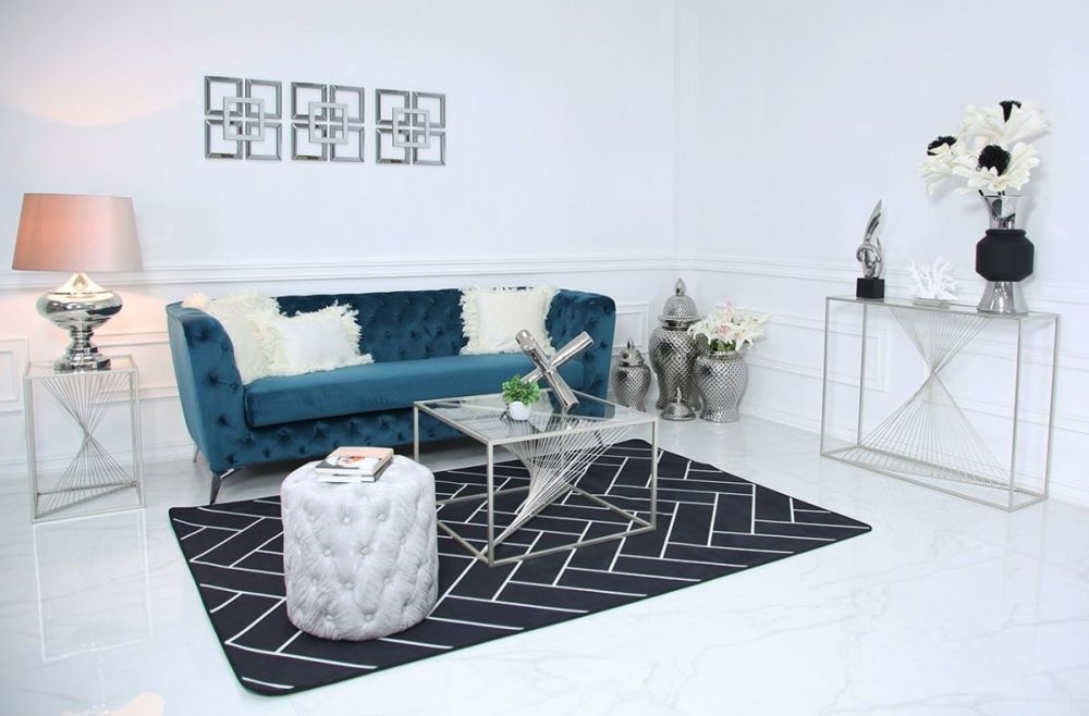 Luna Coffee Table - Square - Glass and Silver