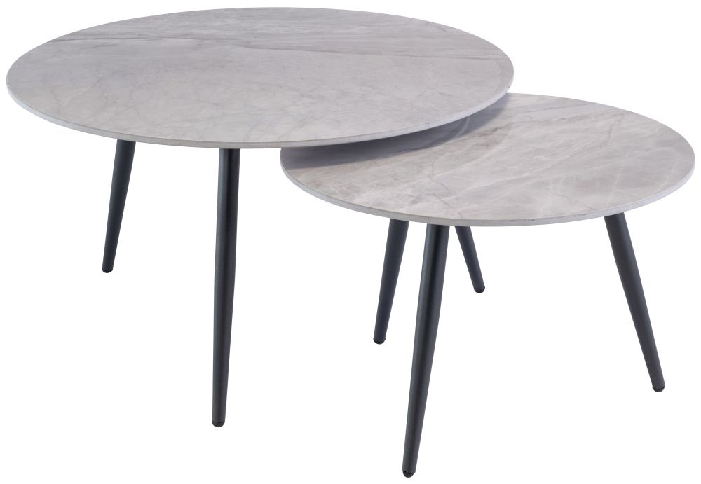 Luna Coffee Tables - Set of 2 - Round - Rebecca Grey Sintered Stone