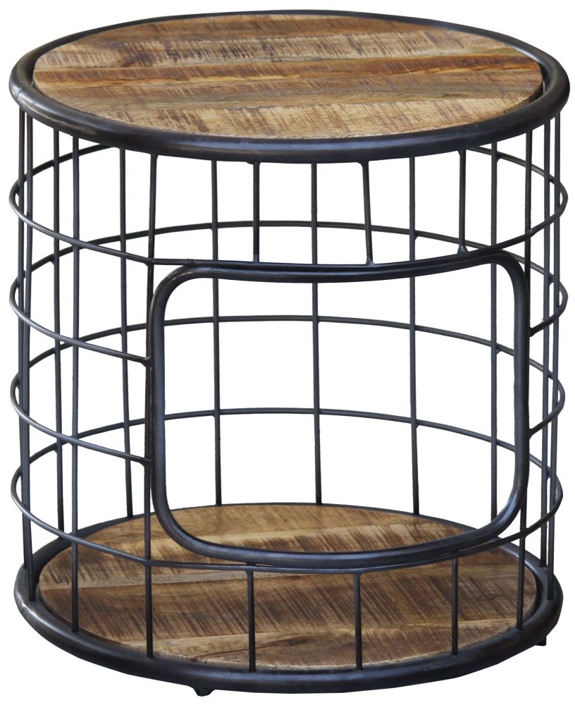 Metro Industrial Style Wooden 45cm Round Coffee Table