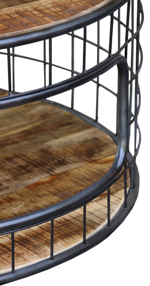 Metro Industrial Style Wooden 90cm Round Coffee Table