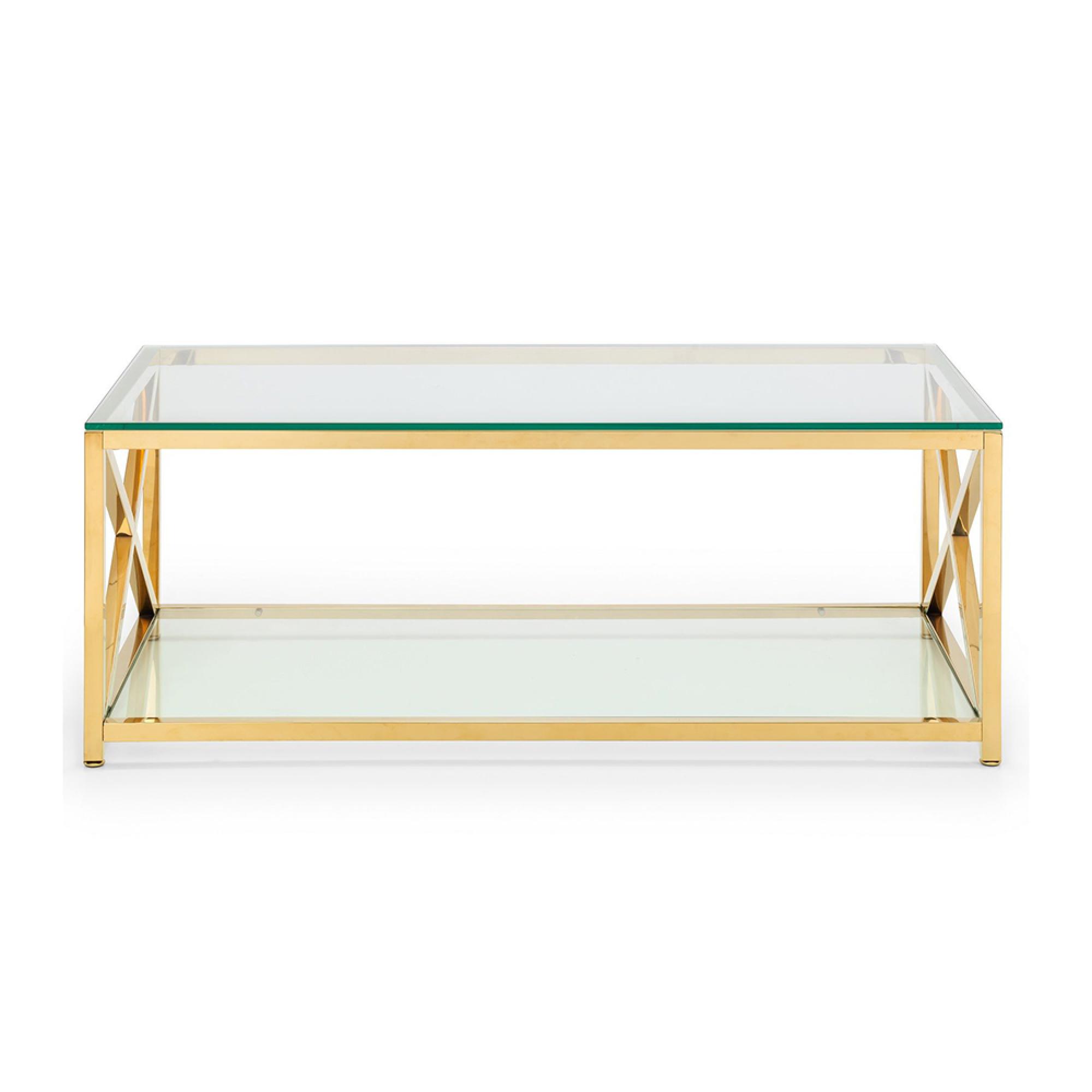 Miami Coffee Table - 120cm - Glass and Gold