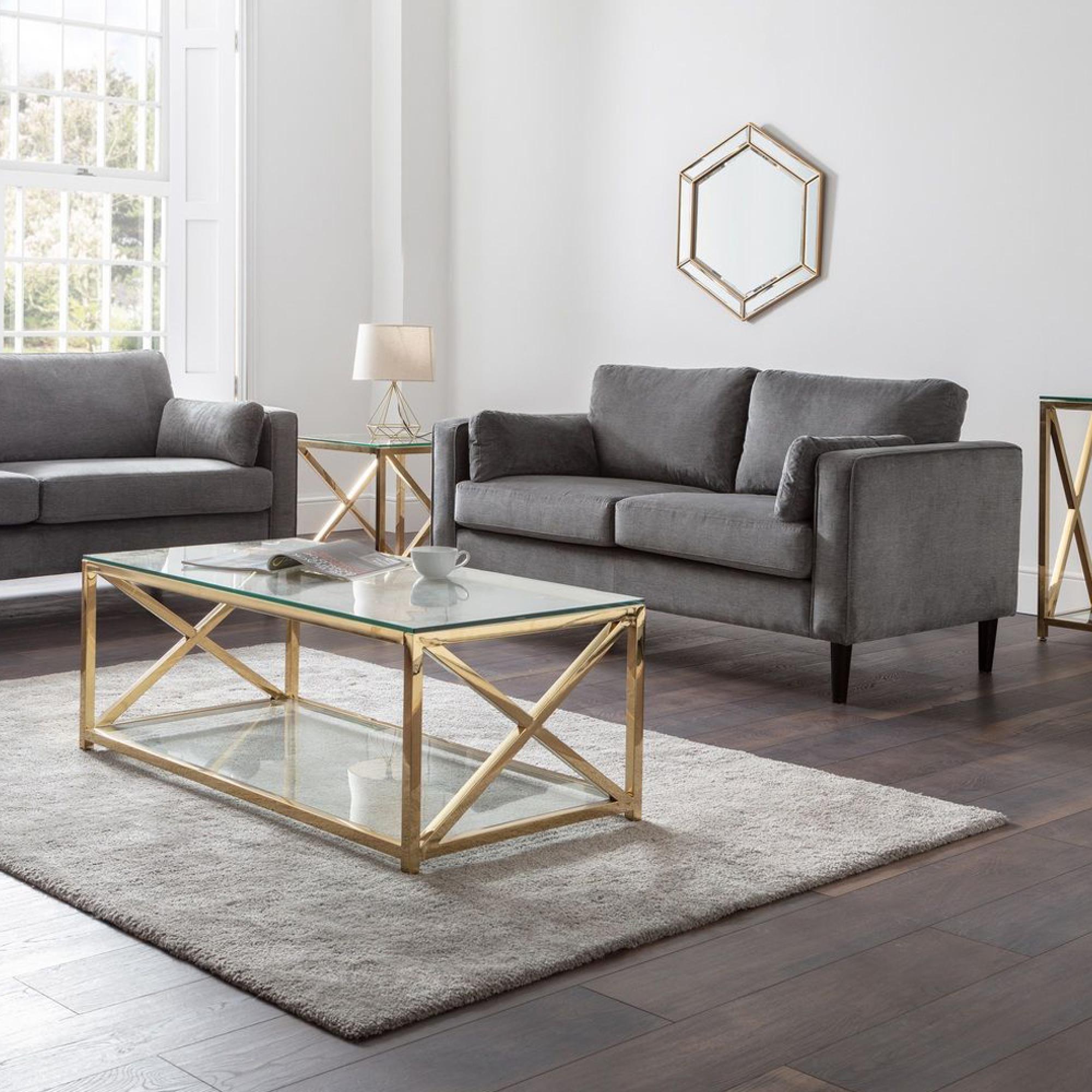 Miami Coffee Table - 120cm - Glass and Gold