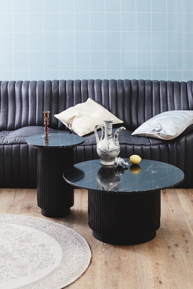 Erie Black Marble Large Round Coffee Table