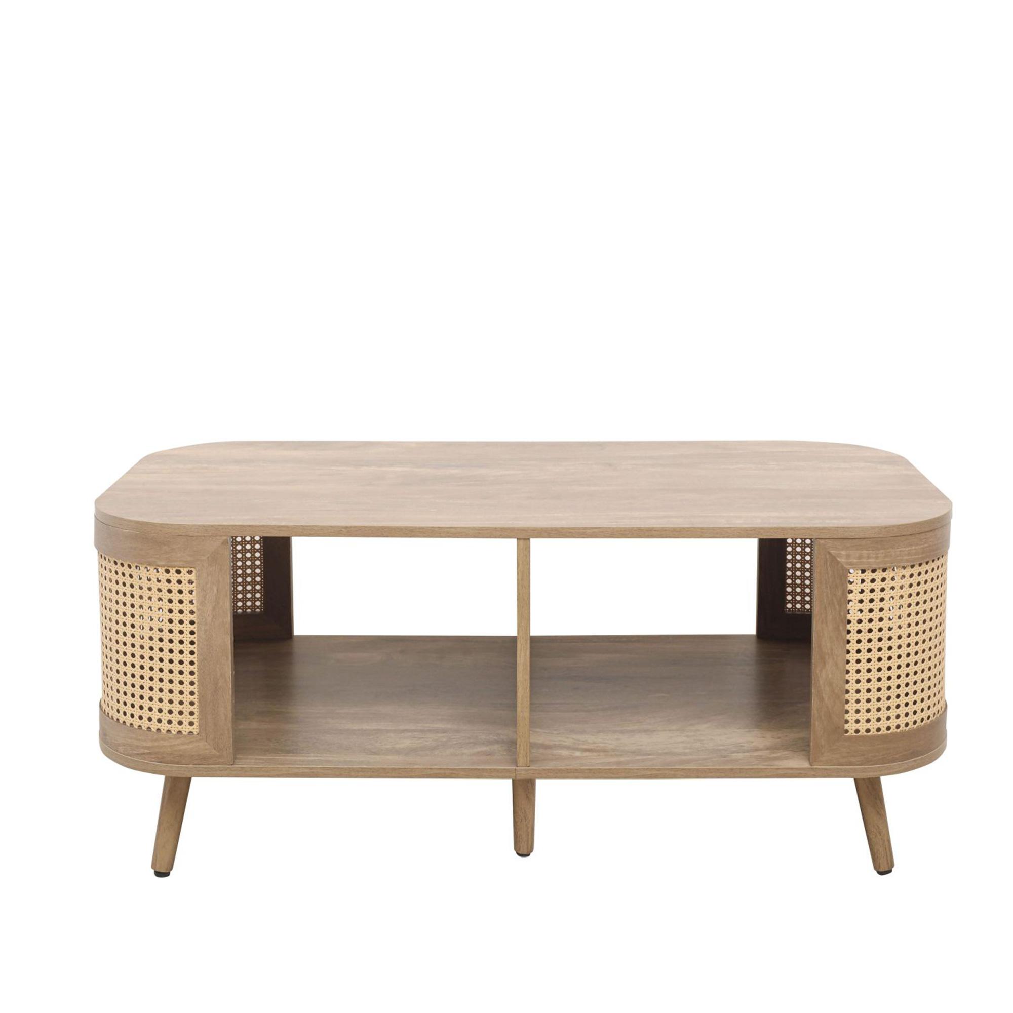 Noah Coffee Table - 110cm - Oak and Rattan