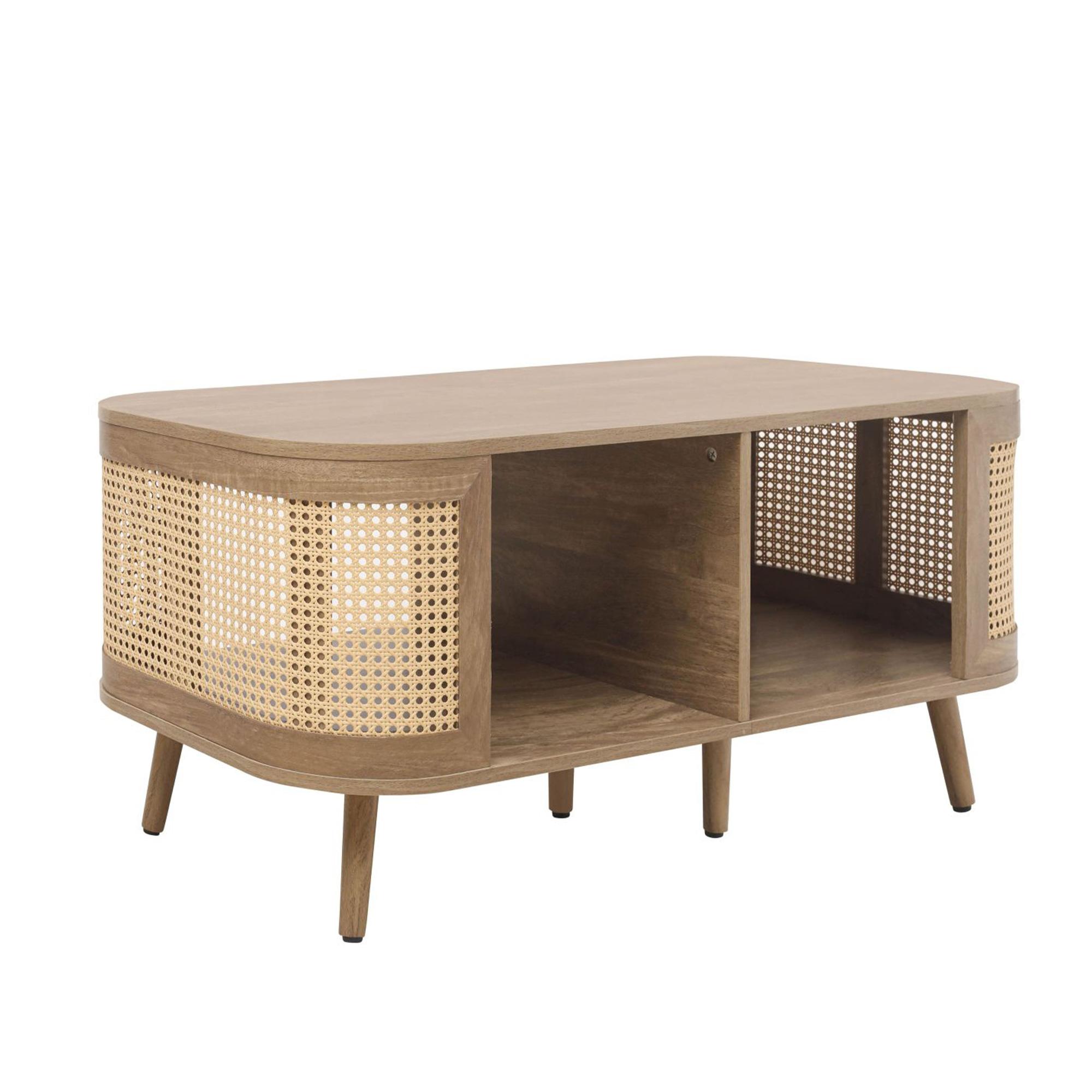 Noah Coffee Table - 110cm - Oak and Rattan