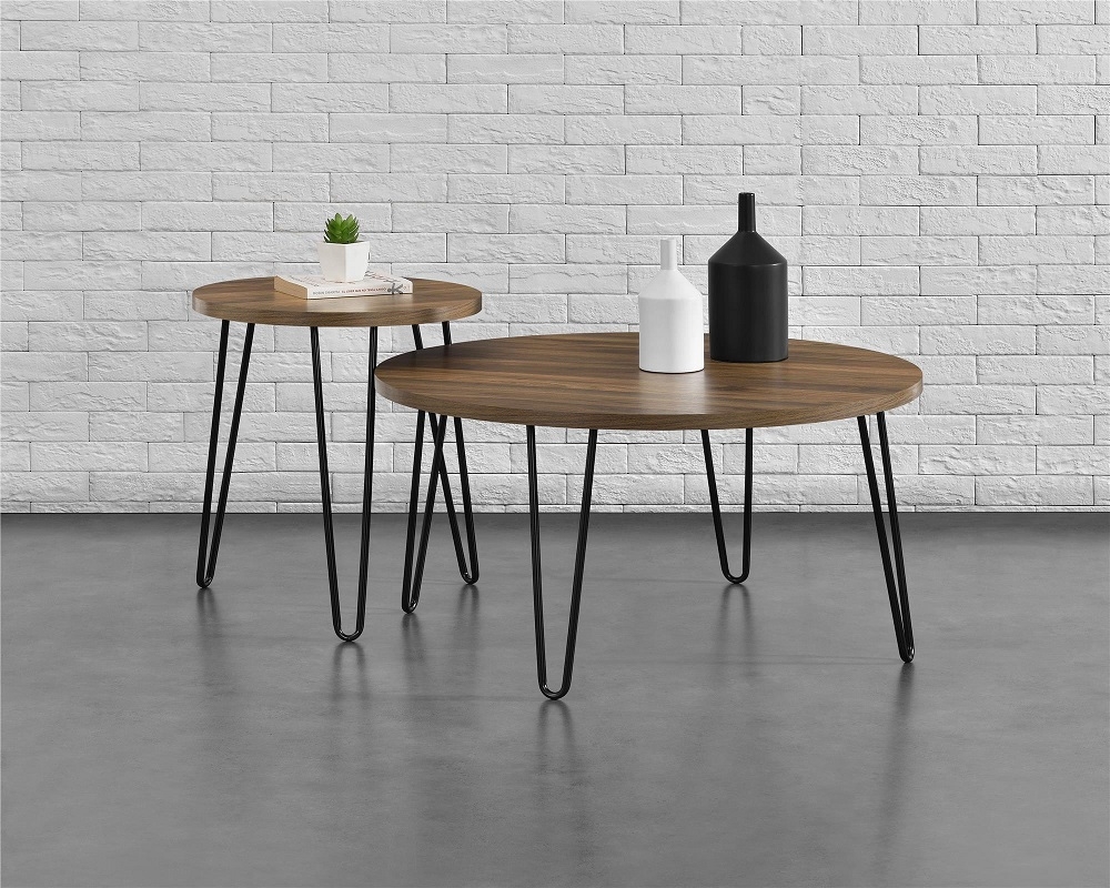 Owen Retro Coffee Table - Round - Walnut - 3615222COMUK