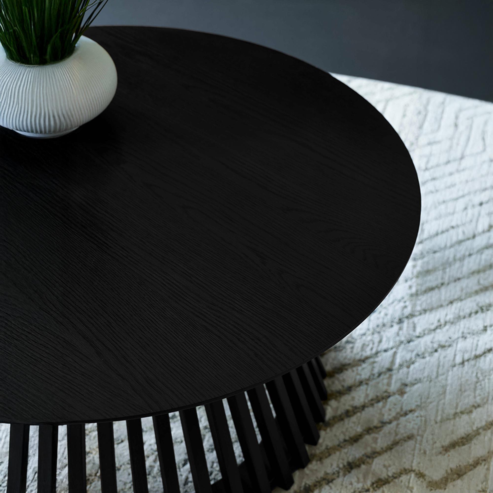 Ollie Coffee Table - Round - Slatted Base - Black