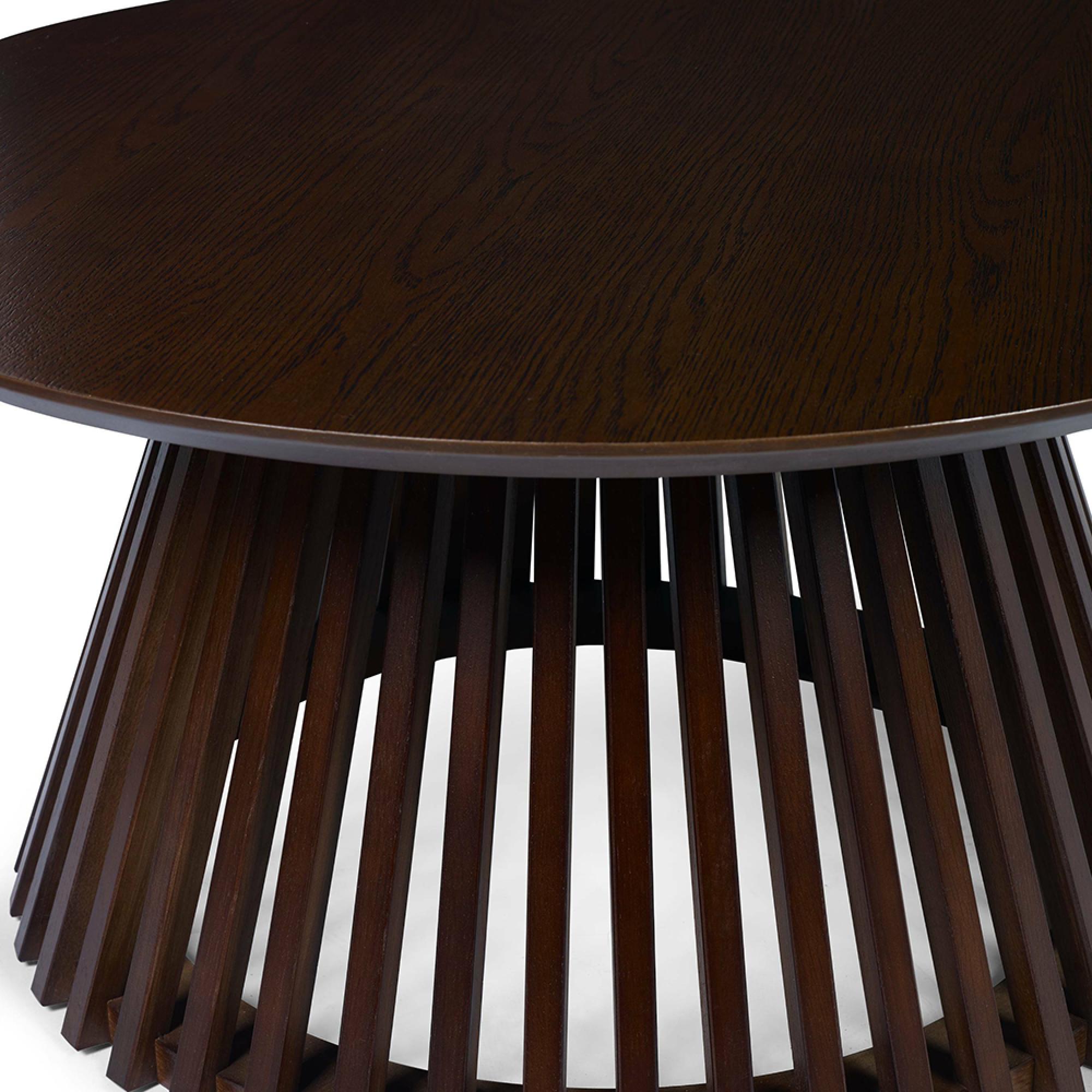 Ollie Coffee Table - Round - Slatted Base - Dark Oak