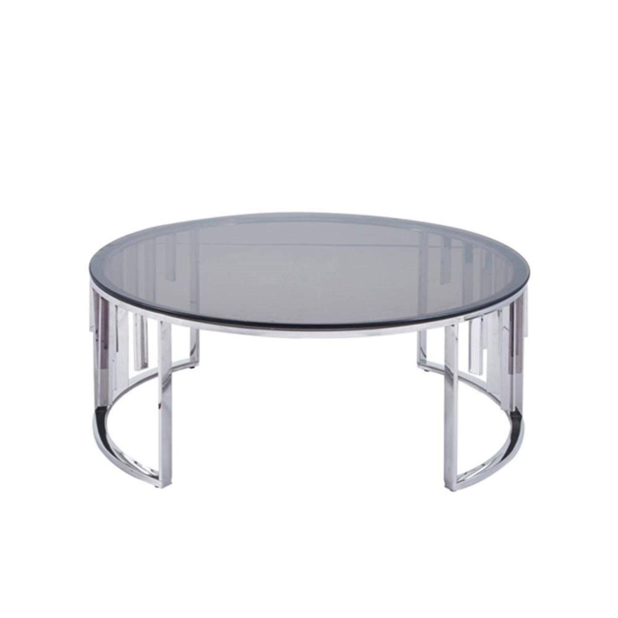 Owen Coffee Table - Round - Smoke Glass and Chrome