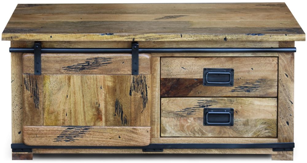 Renwal Works Industrial Style Wooden 110cm Coffee Table