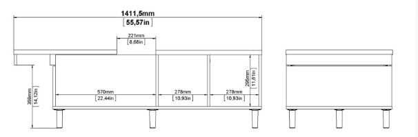 Rome Black and Oak Effect Sliding Top Coffee Table