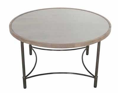Round Mango Wood Coffee Table with Metal Base