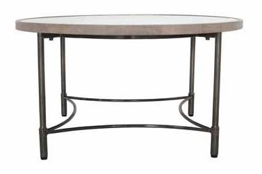 Round Mango Wood Coffee Table with Metal Base