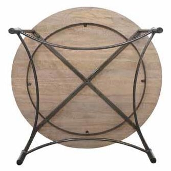 Round Mango Wood Coffee Table with Metal Base