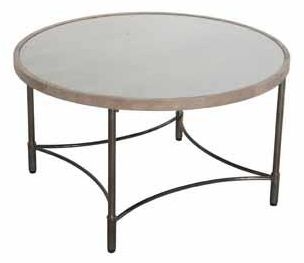 Round Mango Wood Coffee Table with Metal Base