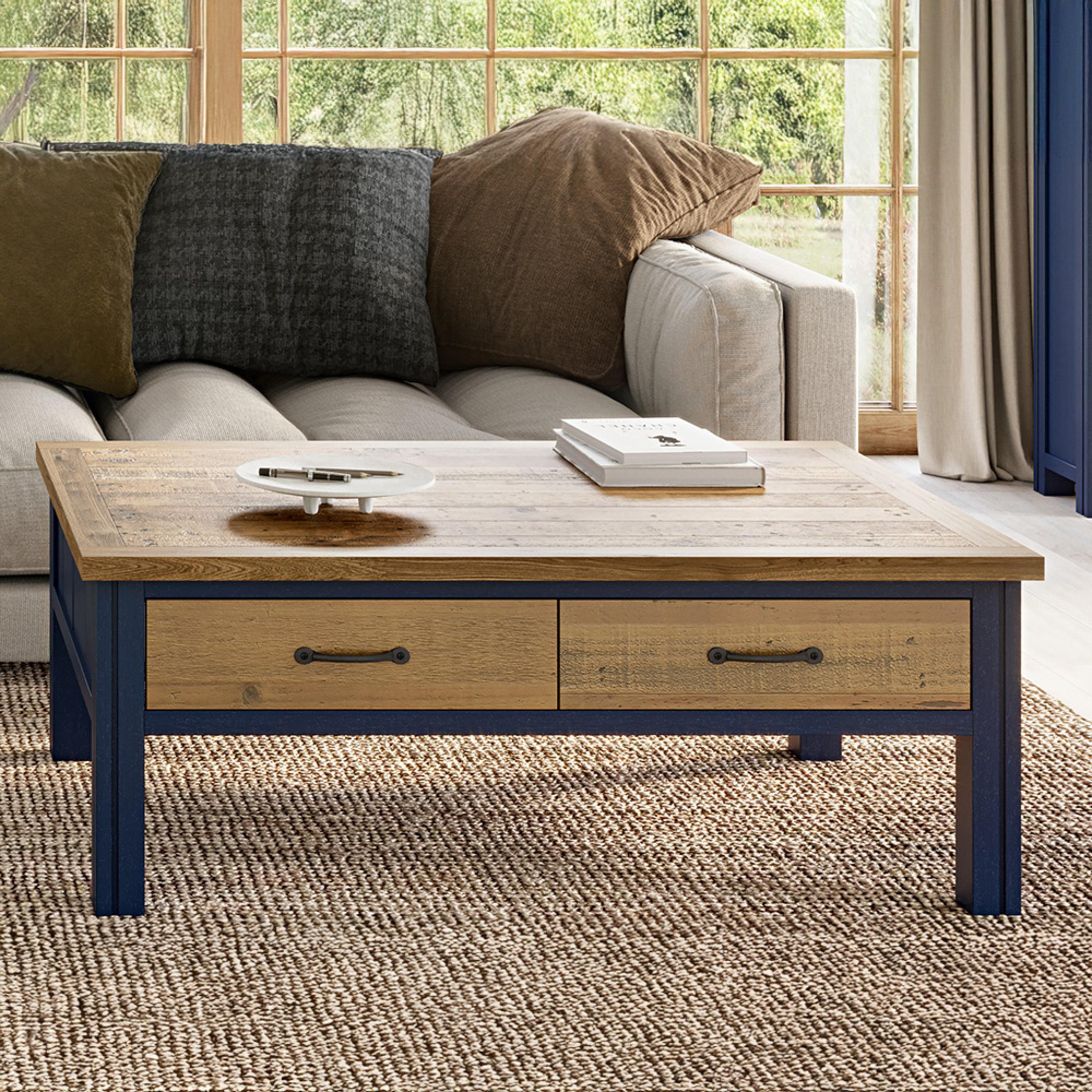 Spencer Blue 4 Drawer Coffee Table