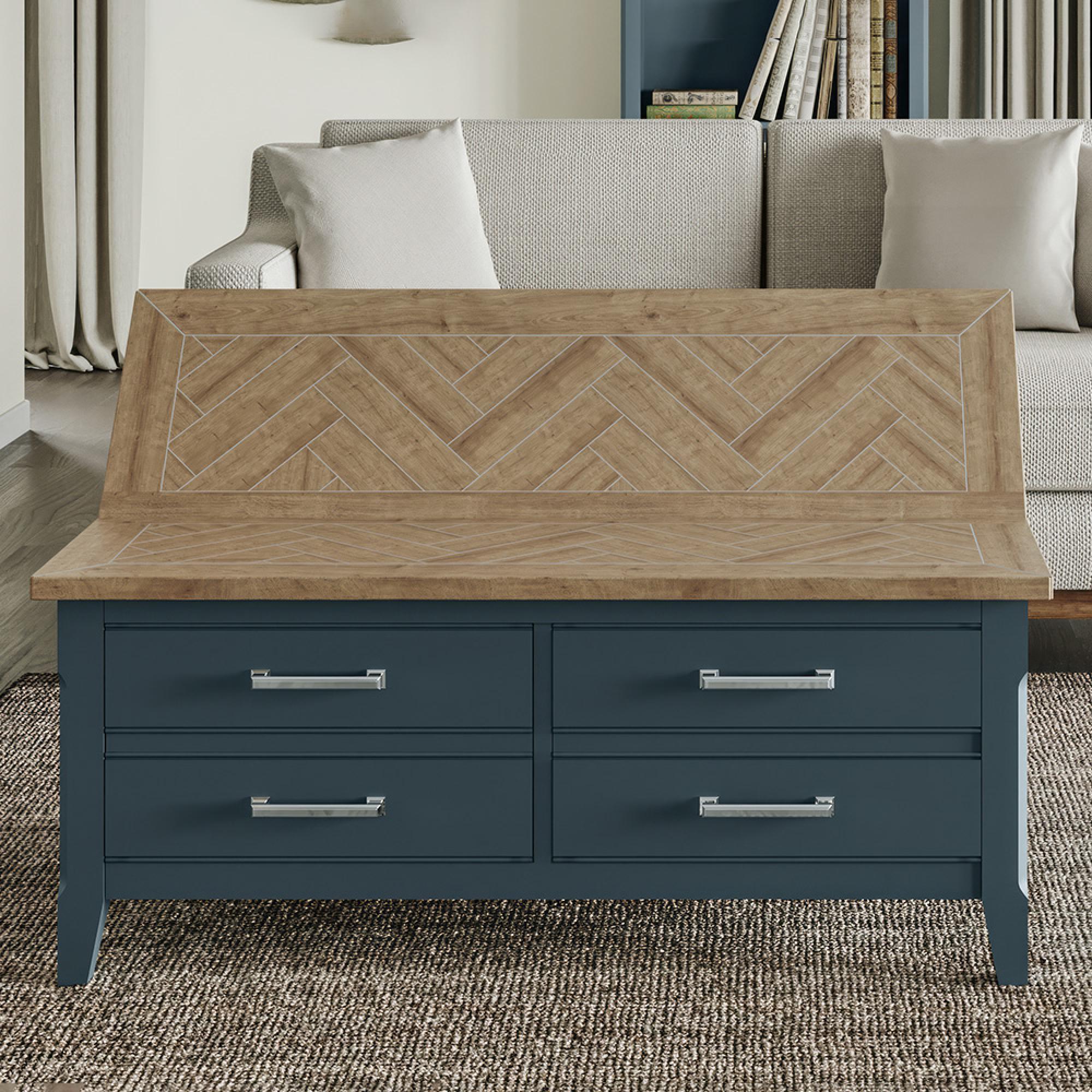 Signature Blue Trunk Coffee Table - 4 Drawer