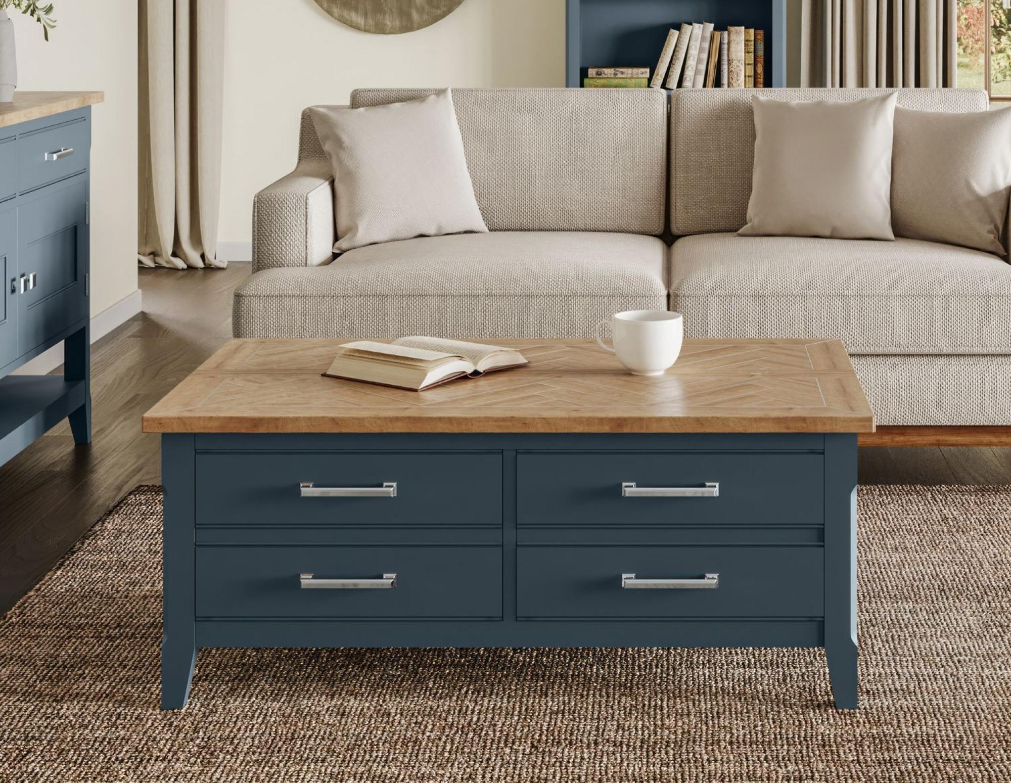 Signature Blue Trunk Coffee Table - 4 Drawer