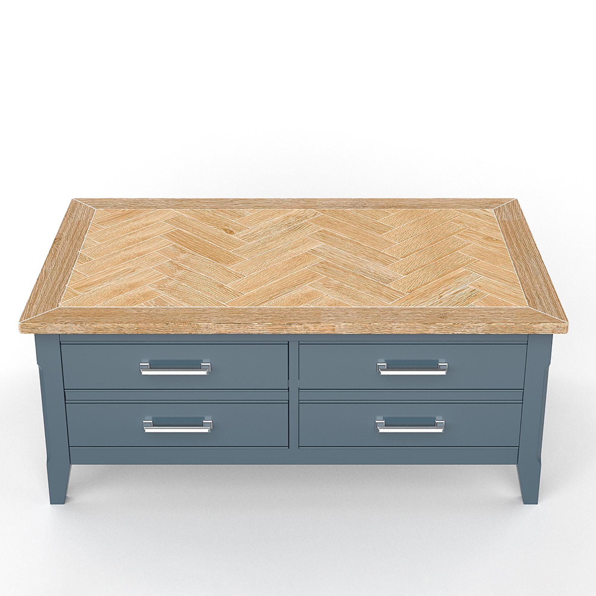 Signature Blue Trunk Coffee Table - 4 Drawer