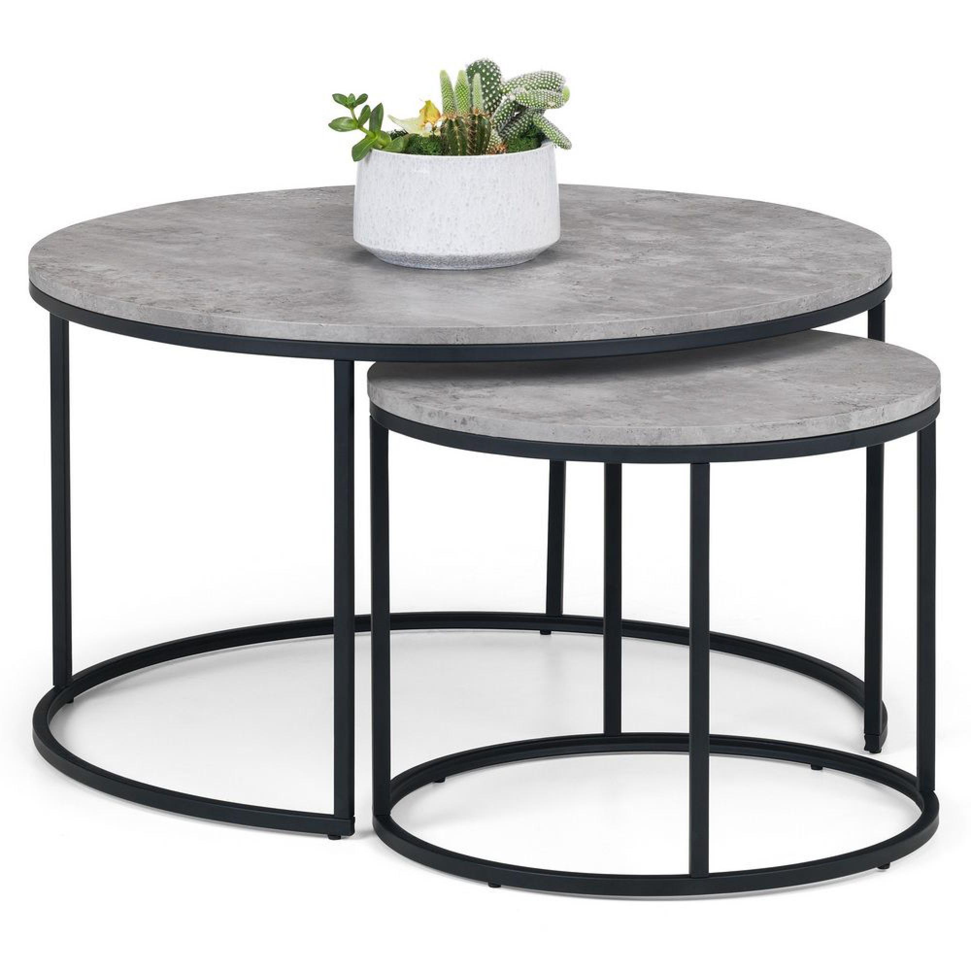 Staten Nest of Coffee Tables - Set of 2 - Round - Concrete