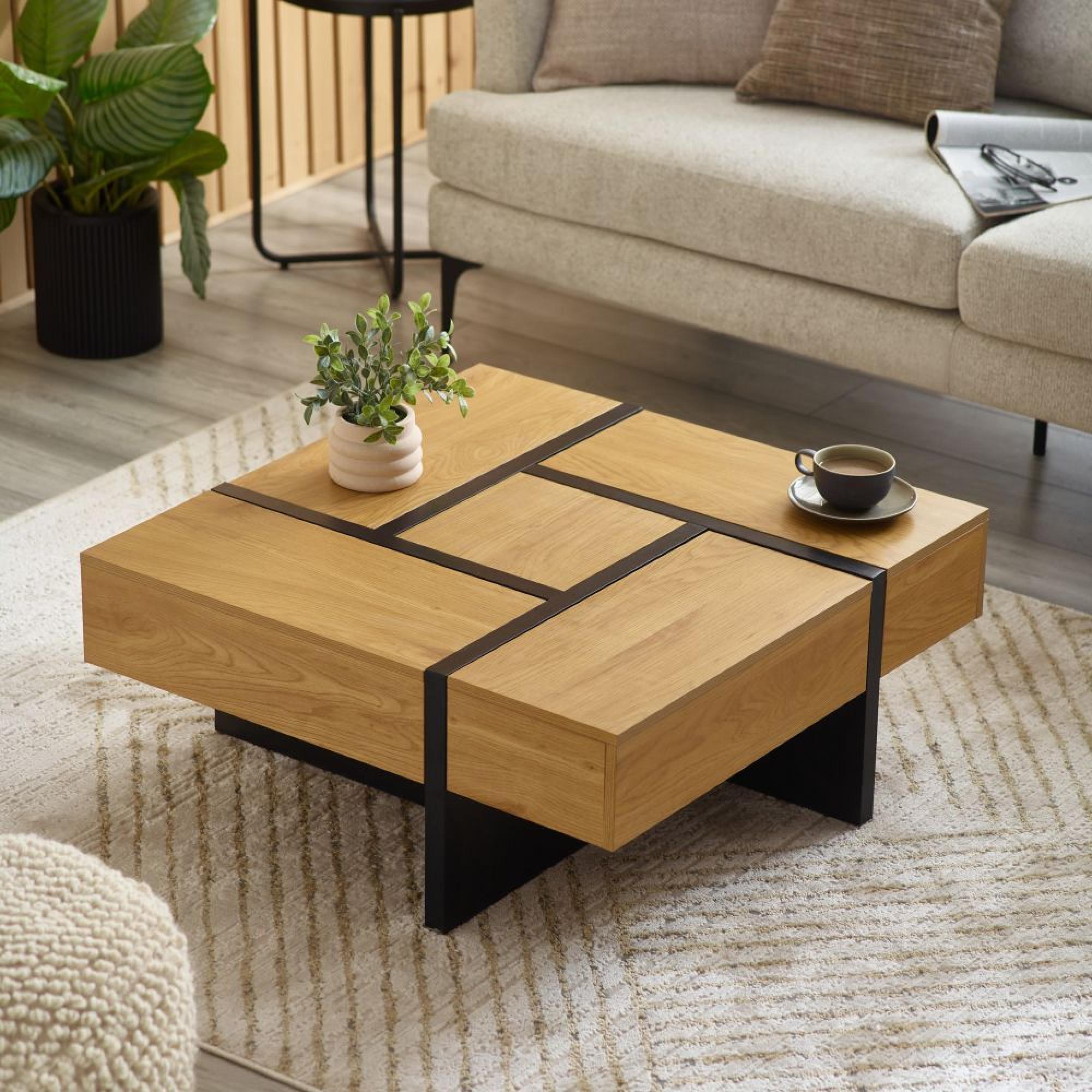 Tahoe Coffee Table - 4 Drawer - Square - Light Oak