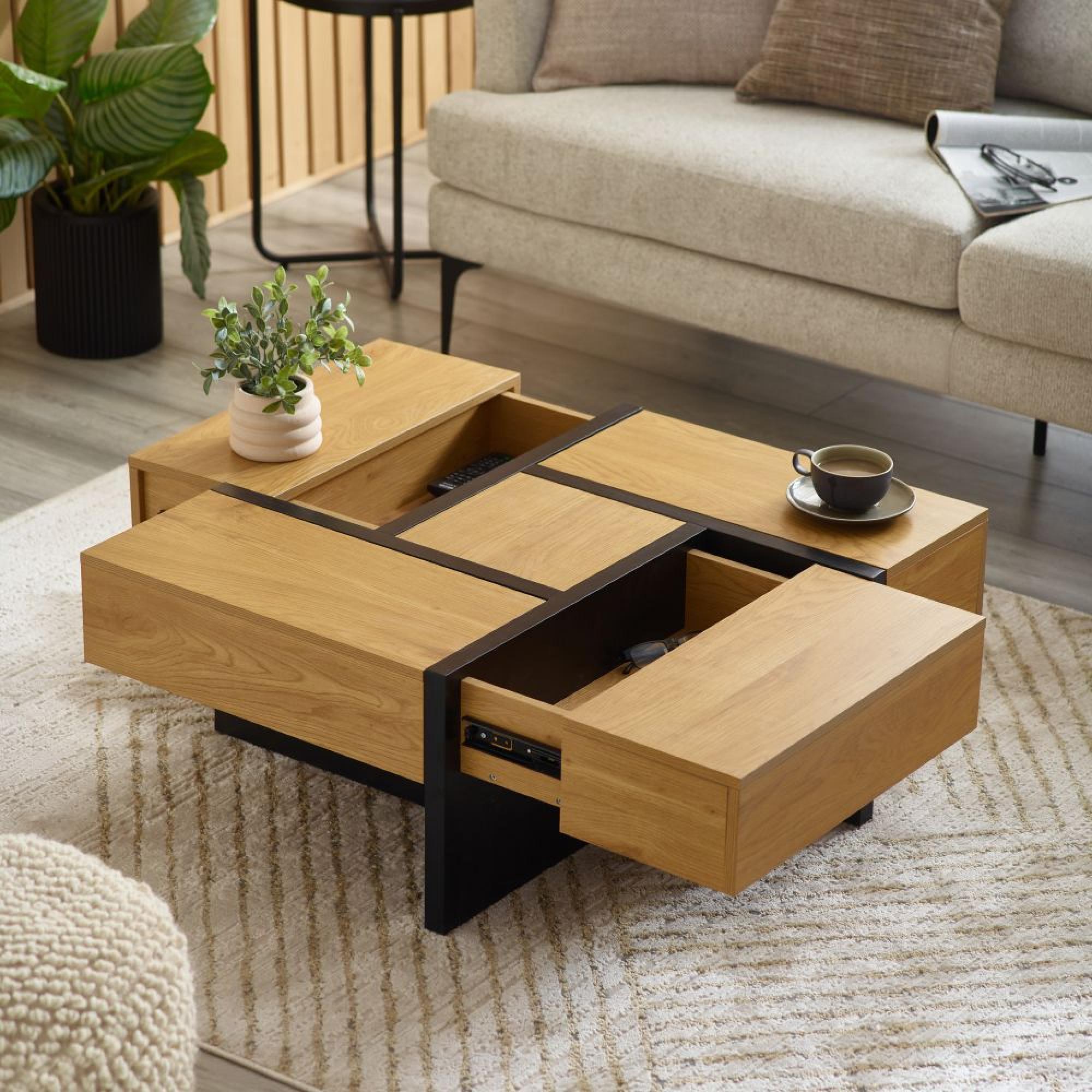 Tahoe Coffee Table - 4 Drawer - Square - Light Oak