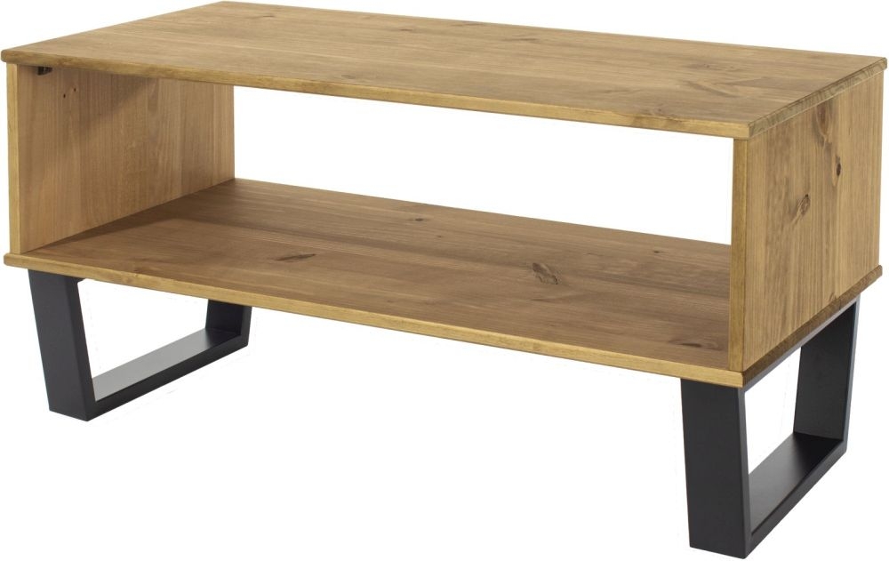 Texas Open Coffee Table - Industrial Style - Oak