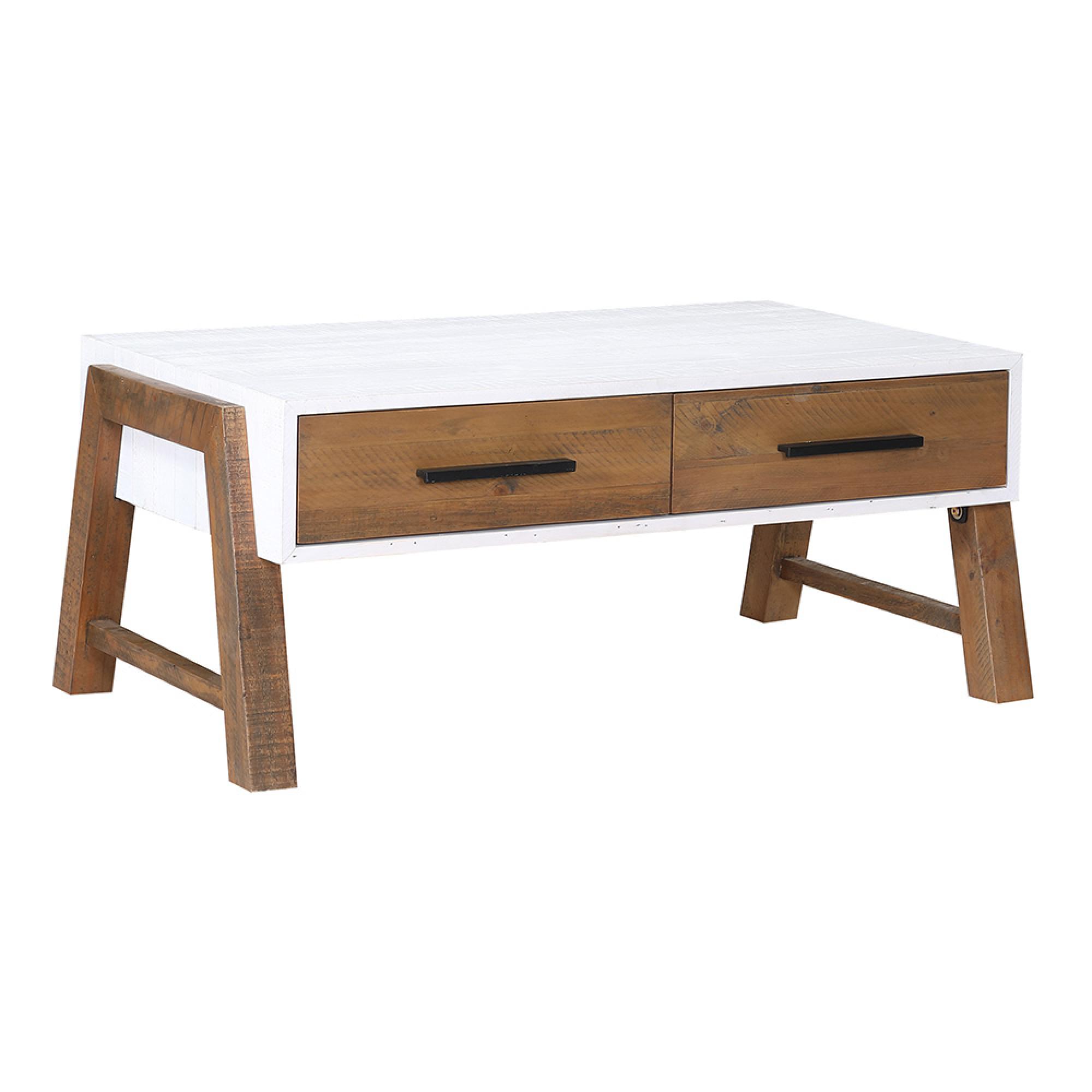 Trinity Reclaimed Wood & White Coffee Table - 2 Drawer