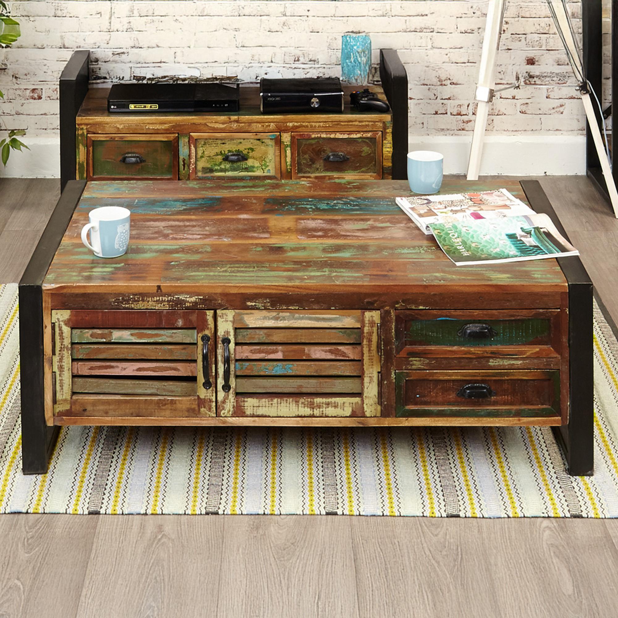 Urmston Chic Reclaimed 2 Door 2 Drawer Coffee Table