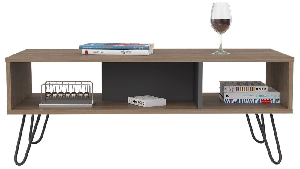 Vegas Coffee Table - Grey - Hairpin Legs