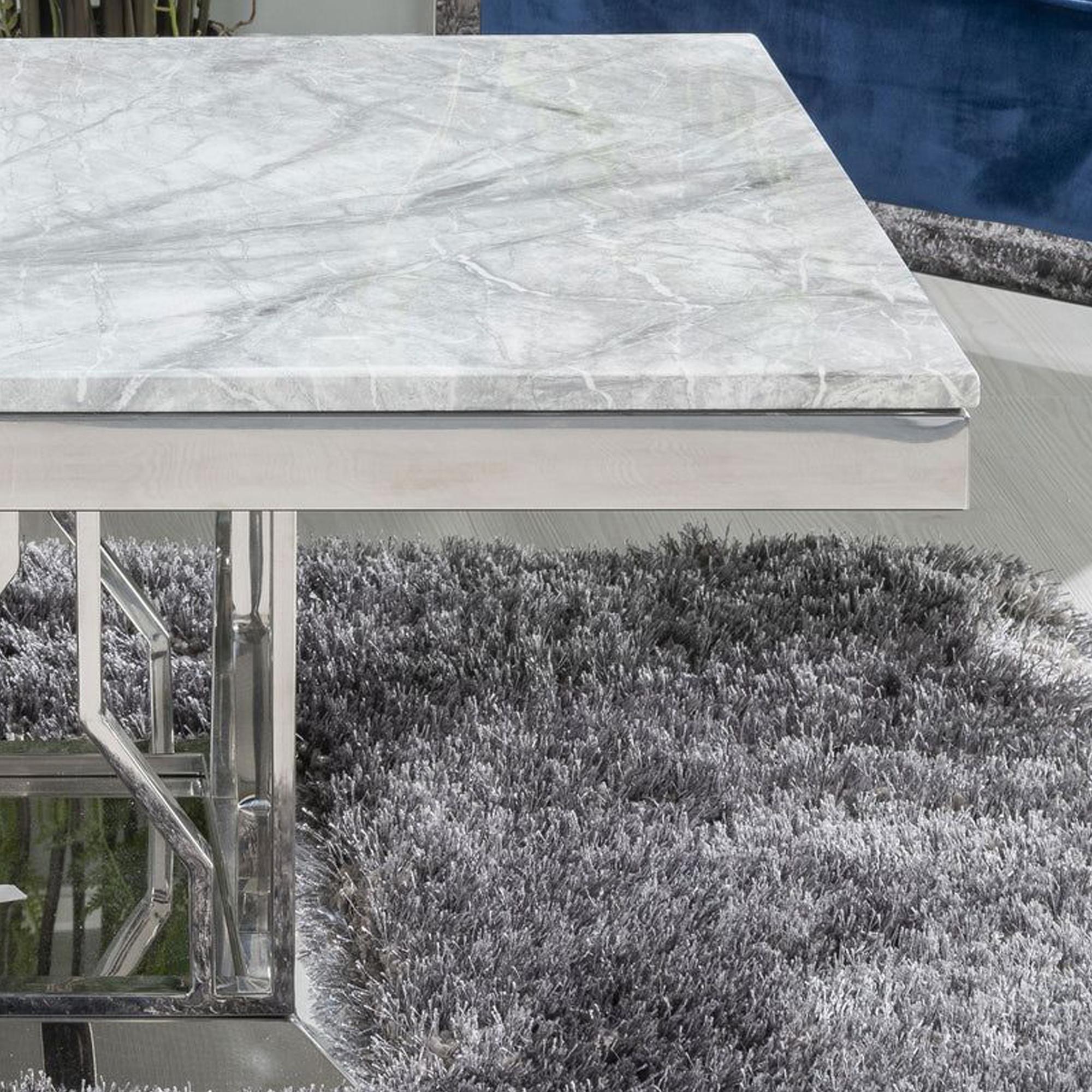 Vortex Coffee Table - Grey Marble & Chrome