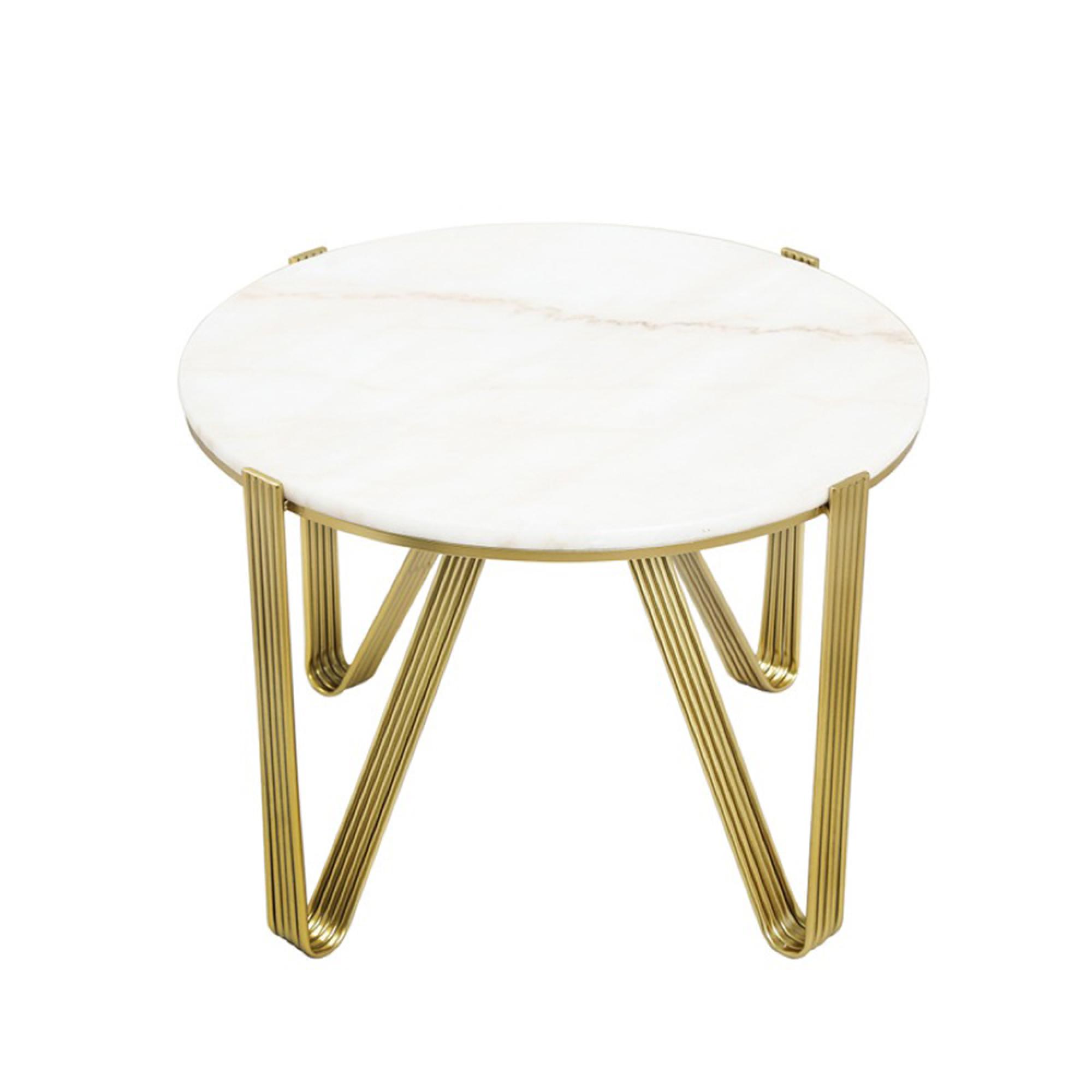 Yohan Coffee Table - Round - White Marble and Gold Metal
