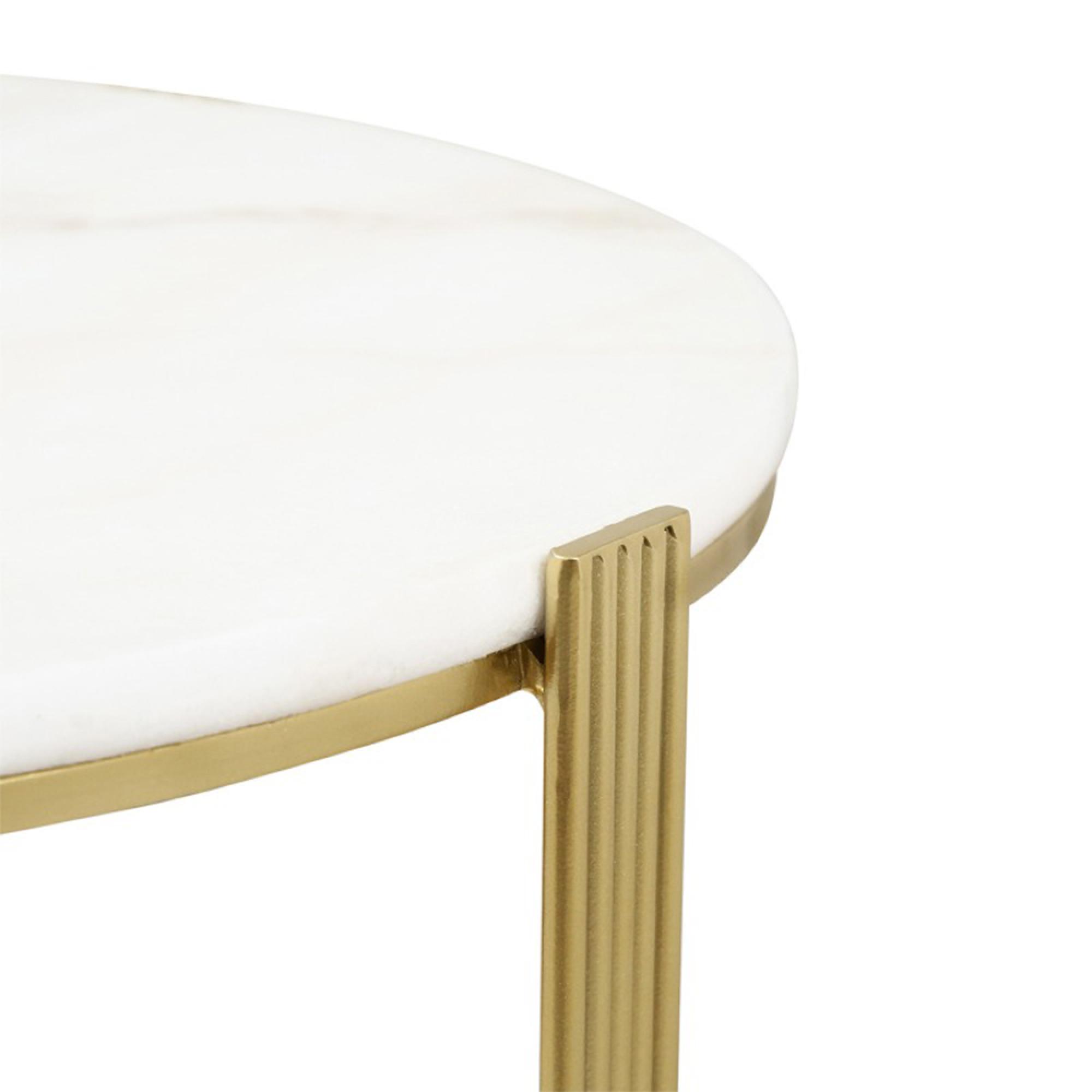 Yohan Coffee Table - Round - White Marble and Gold Metal