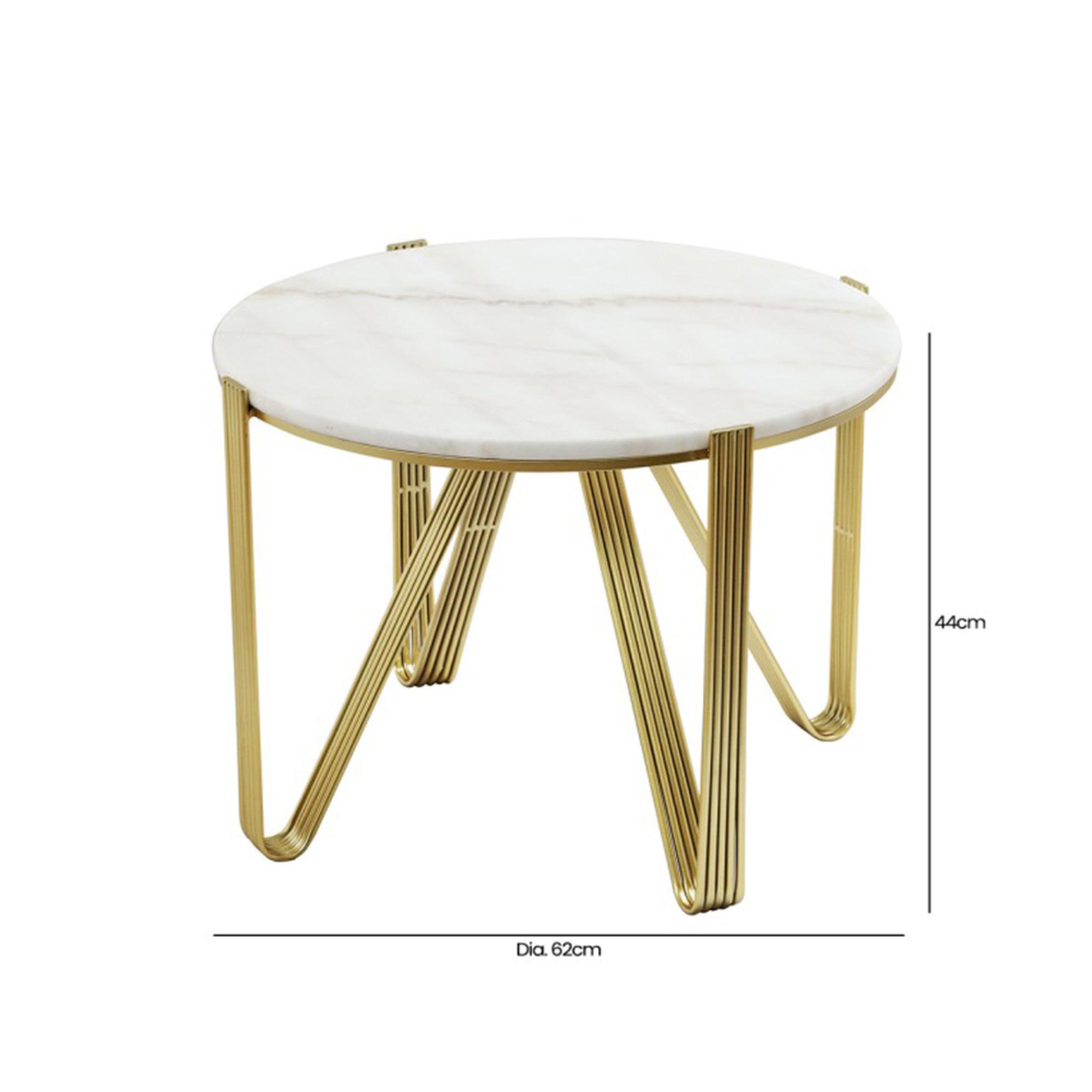 Yohan Coffee Table - Round - White Marble and Gold Metal