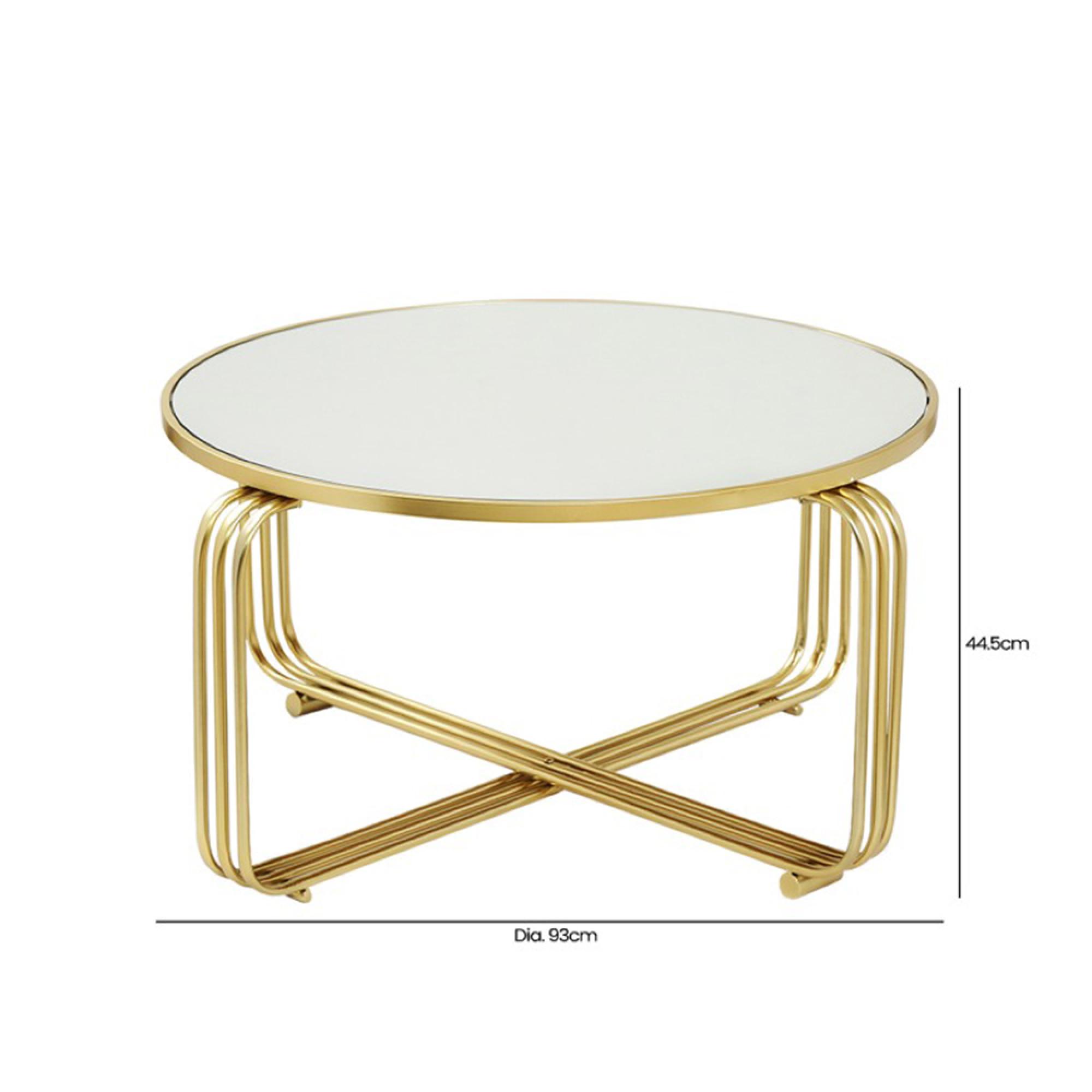 Yuan Coffee Table - Round - Mirrored and Gold Metal