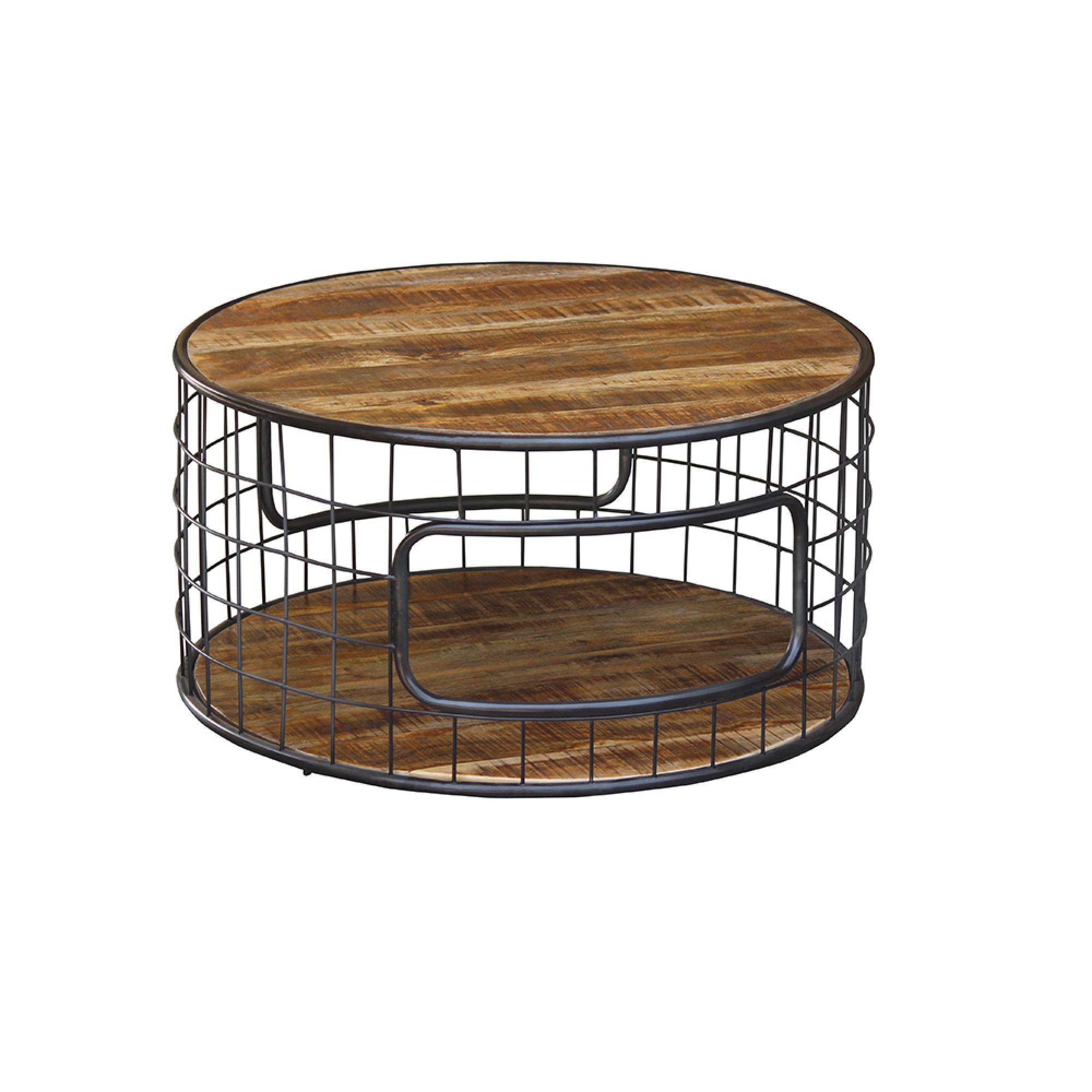 Amereli Coffee Table - 90cm - Round - Industrial Style Wooden