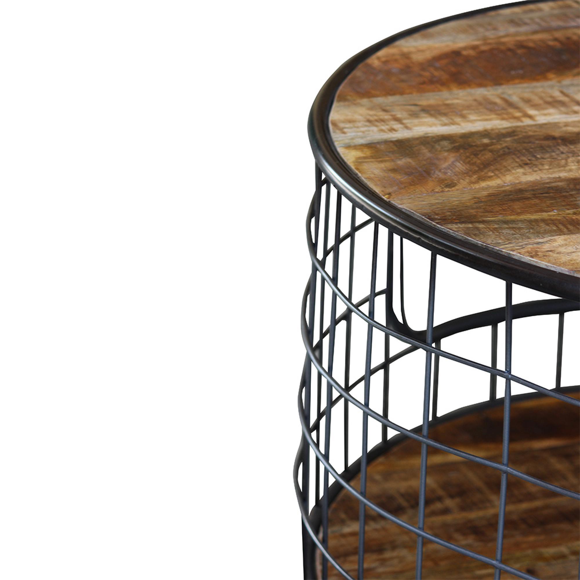 Amereli Coffee Table - 90cm - Round - Industrial Style Wooden